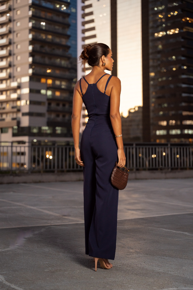 Macacão Pantalona Alça Dupla Jaque Blueberry