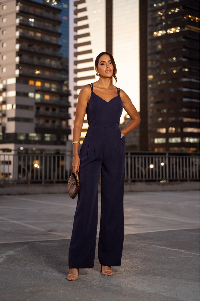 Macacão Pantalona Alça Dupla Jaque Blueberry